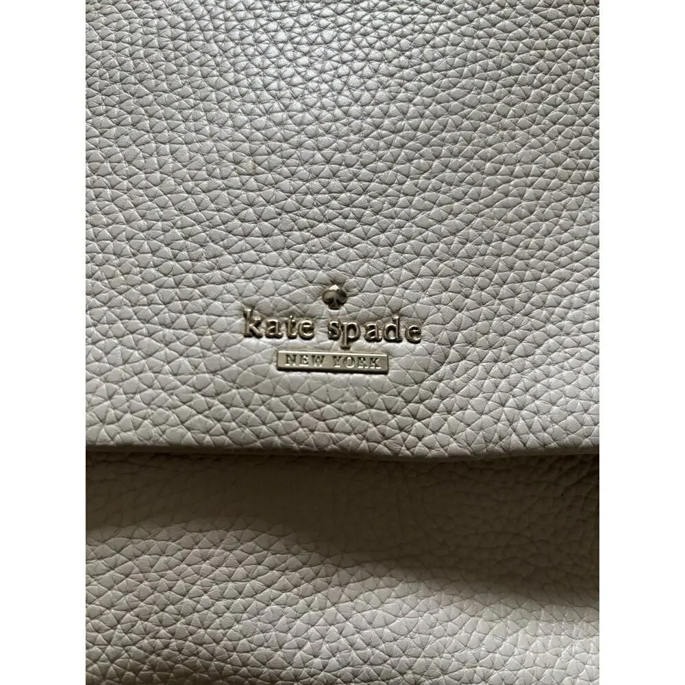 KATE SPADE Allene Holden Street Pebbled Leather Shoulder Bag In Beige Bone EUC